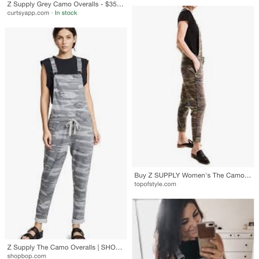 Z Supply Grey Camo Overalls Jumpsuit